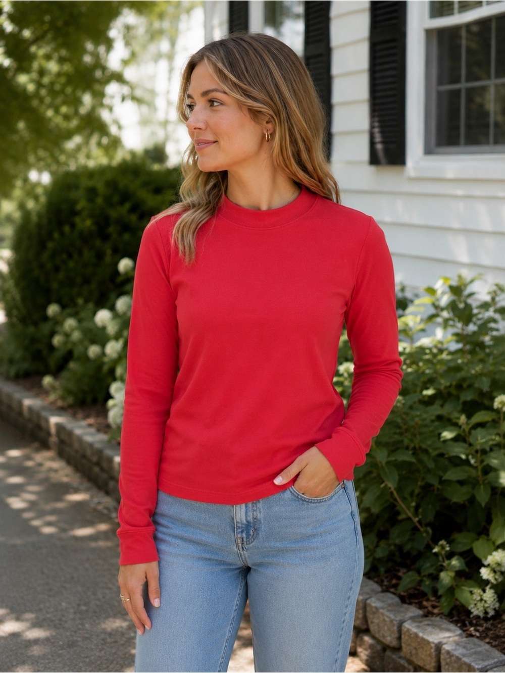 Gap. Rubbed Red Long-Sleeve Henley - M